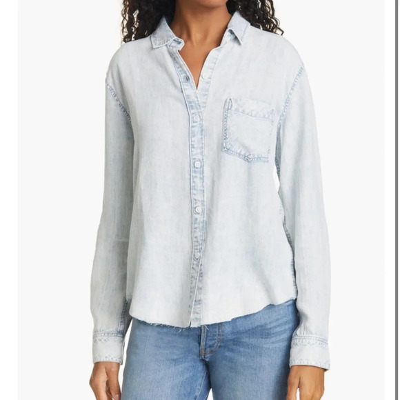 Rails Ingrid Raw Hem Chambray shirt button down size xs - Picture 1 of 8